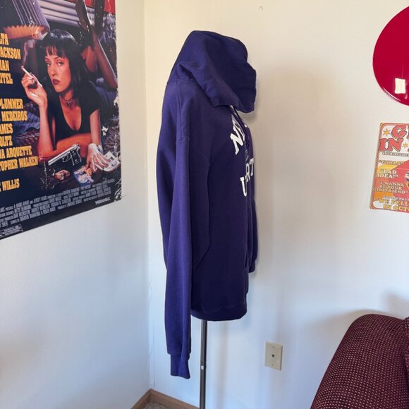 Collegiate New York University Purple and White Long Sleeve Hooded Sweatshirt - Picture 5 of 15